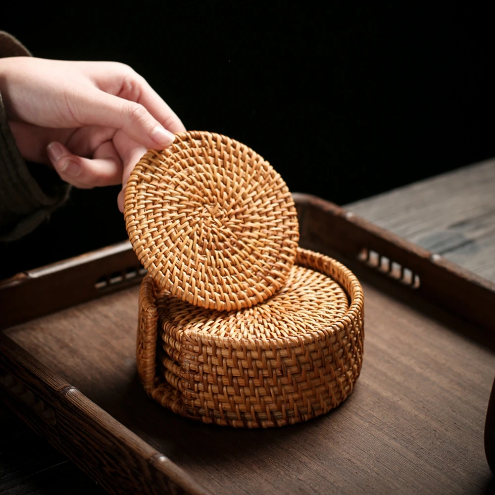 6pcs Rattan Weave Drink Coaste – Sustainable Living Eco Friendly recenzja i cena