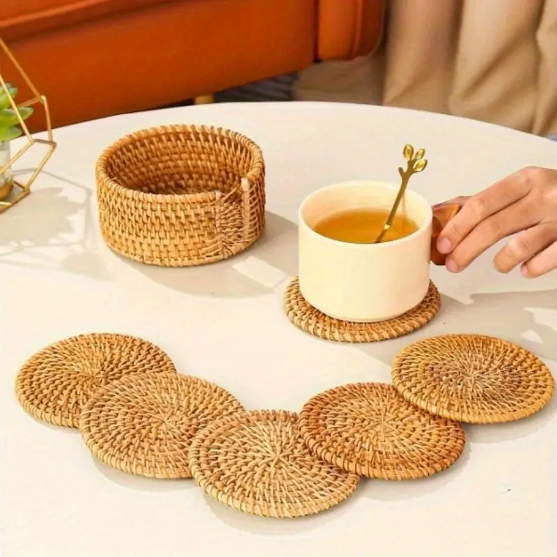 6pcs Rattan Weave Drink Coaste – Sustainable Living Eco Friendly recenzja i cena