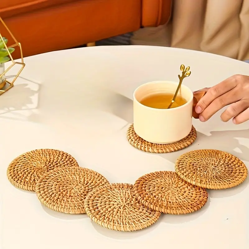 6pcs Rattan Weave Drink Coaste – Sustainable Living Eco Friendly recenzja i cena
